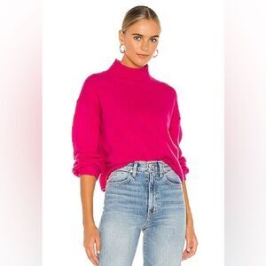 Line & Dot Julia Mock Neck Sweater Hot Pink Sz L